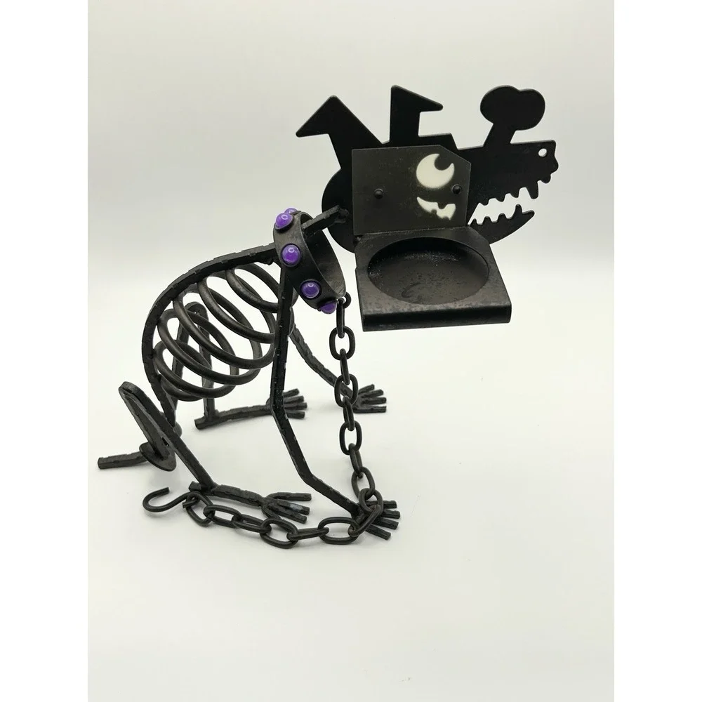 Metal Halloween Partylite "Sticks The Dog" Skeleton Candle Holder - Halloween - Picture 3 of 7